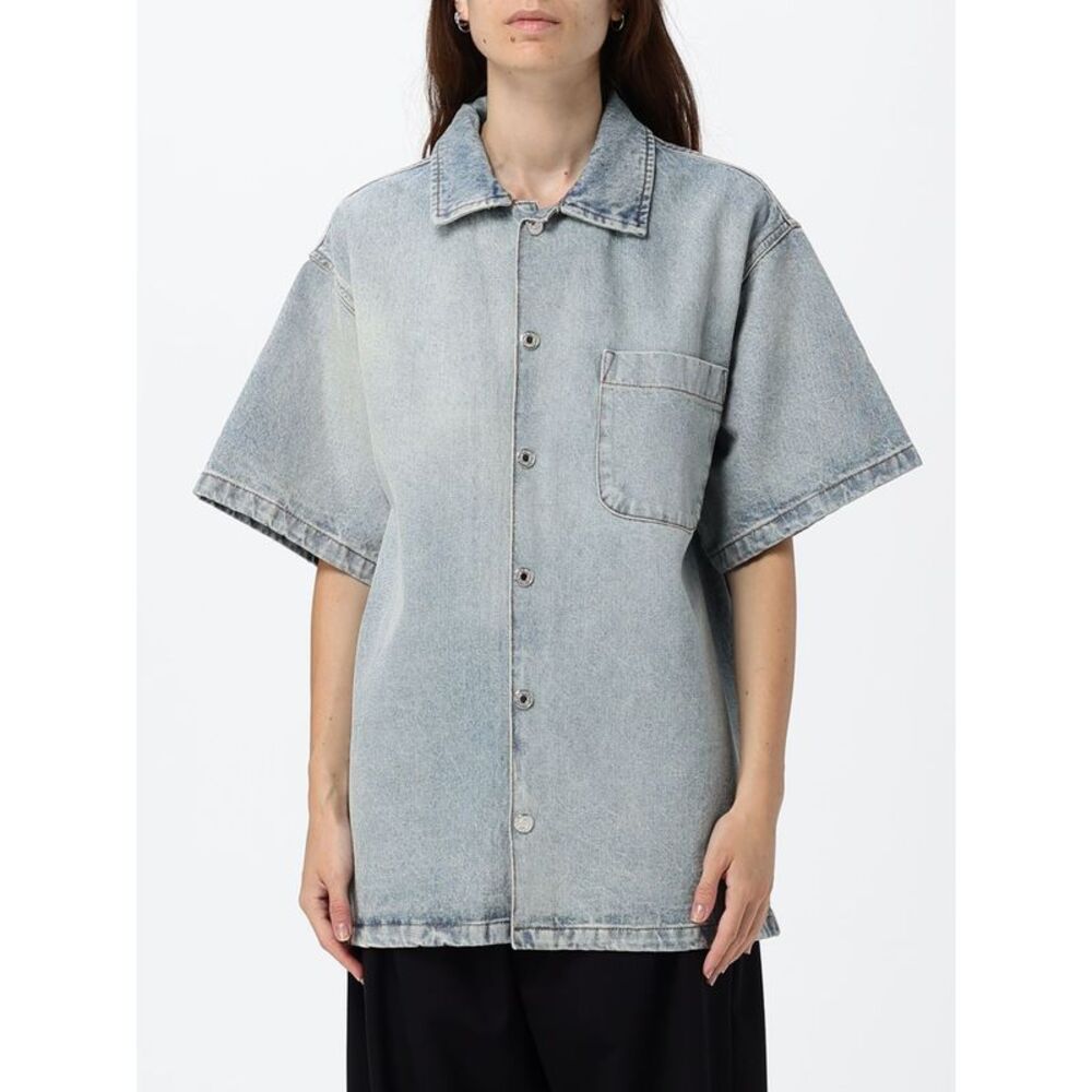 Msgm Shirt Men Gnawed Blue